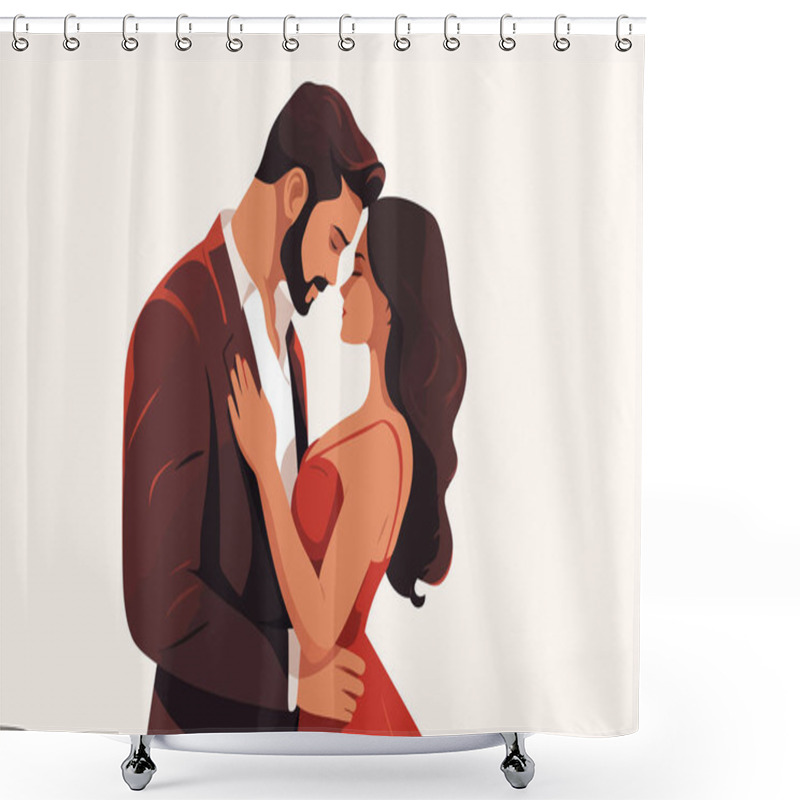 Personality  Romantic Couple Isolated Vector Style Illustration Shower Curtains