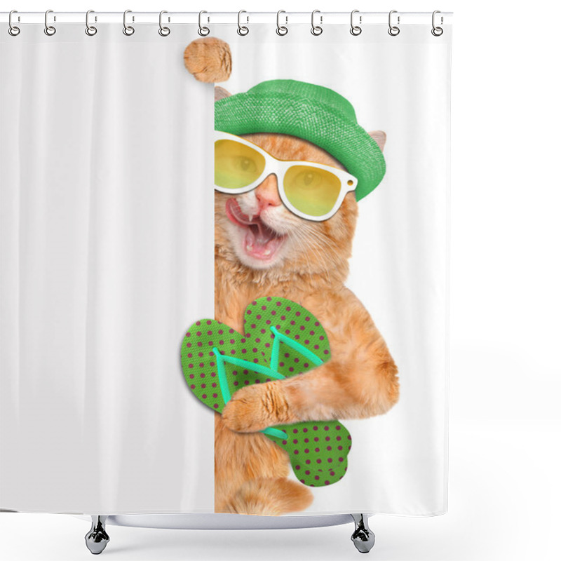 Personality  Cat With Thongs. Shower Curtains