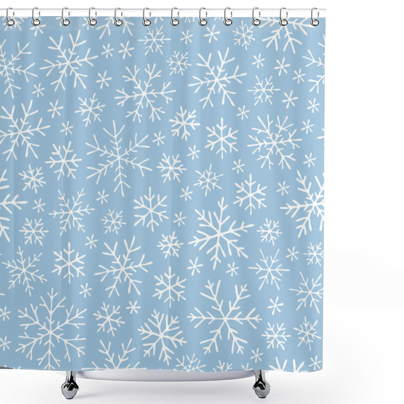 Personality  Christmas Seamless Doodle Pattern With Snowflakes Shower Curtains