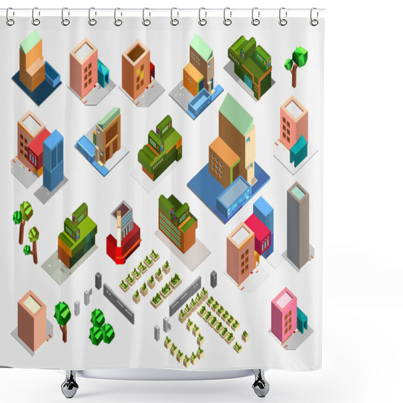 Personality  Urban, Buildings, City, Vector Illustration Shower Curtains