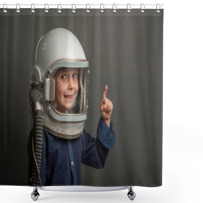 Personality  Small Child Wants To Fly An Airplane Wearing An Airplane Helmet Shower Curtains