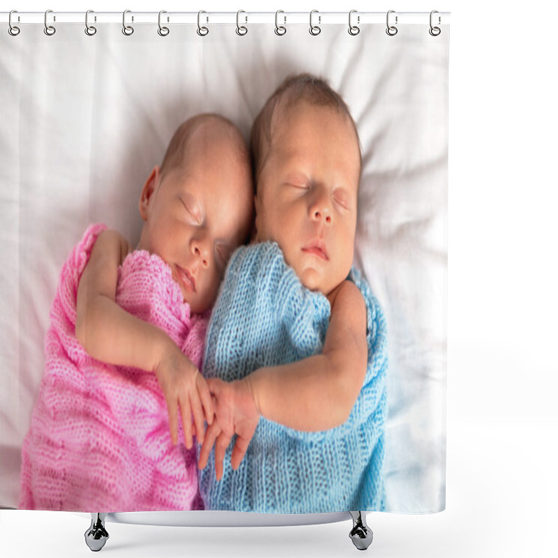 Personality  Baby Boy And Girl Twins Shower Curtains