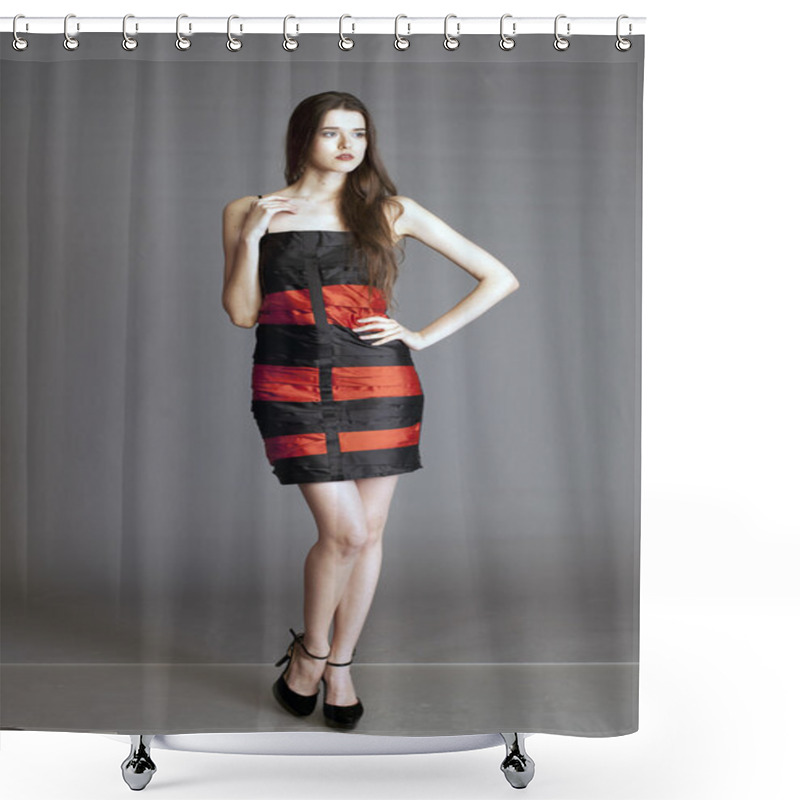 Personality  Beautiful Girl  In Smart  Dress Shower Curtains