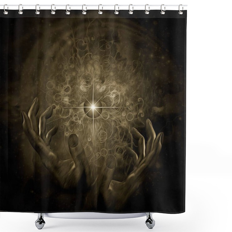 Personality  Moment Of Creation. 3D Rendering Shower Curtains