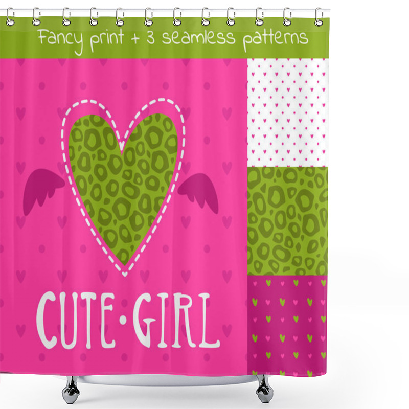 Personality  Fancy Vector Girlish Set Shower Curtains