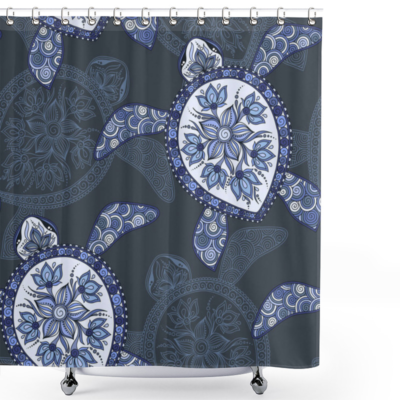 Personality  Seamless Pattern With Turtles. Shower Curtains