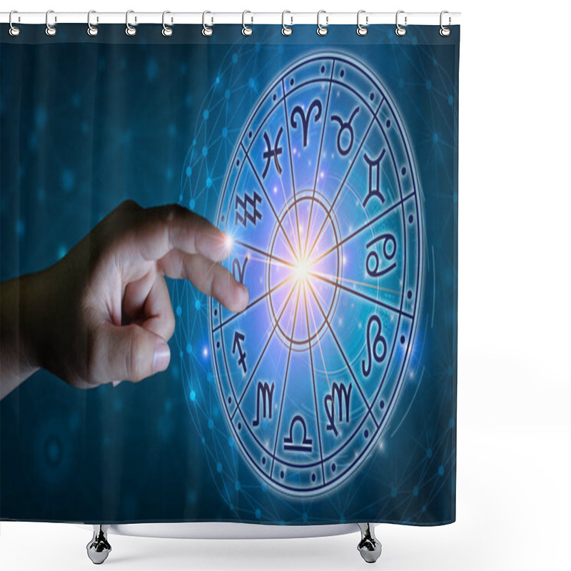 Personality  Zodiac Signs Inside Of Horoscope Circle. Astrology In The Sky With Many Stars And Moons  Astrology And Horoscopes Concept Shower Curtains