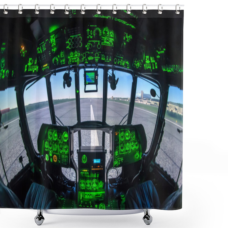 Personality  Cabine Of Helicopter Simulator Shower Curtains