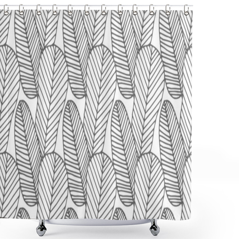 Personality  Seamless Pattern Made Of Monochrome Feathers Shower Curtains