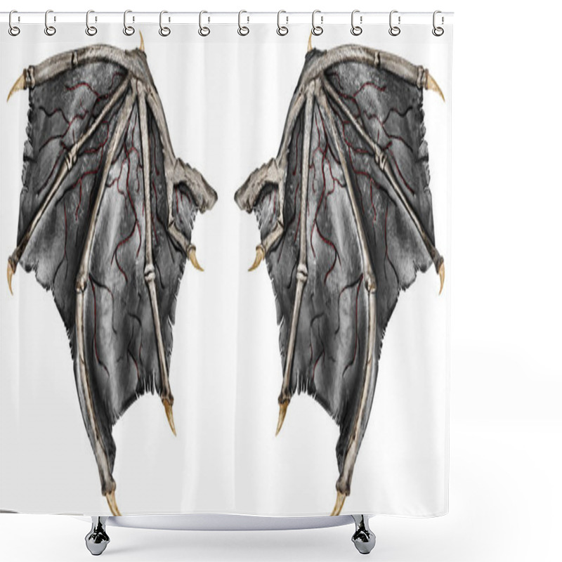 Personality  Bloody Dragon Wings, Isolated On White Background. Close Up. Shower Curtains