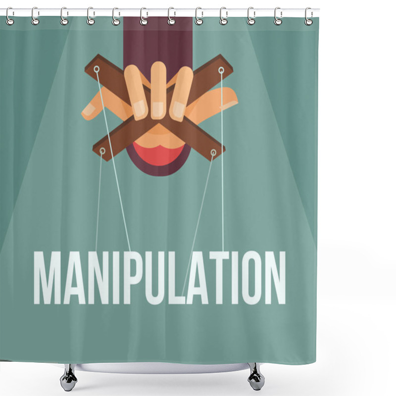 Personality  Manipulation Hand. Vector Flat Cartoon Illustration Shower Curtains