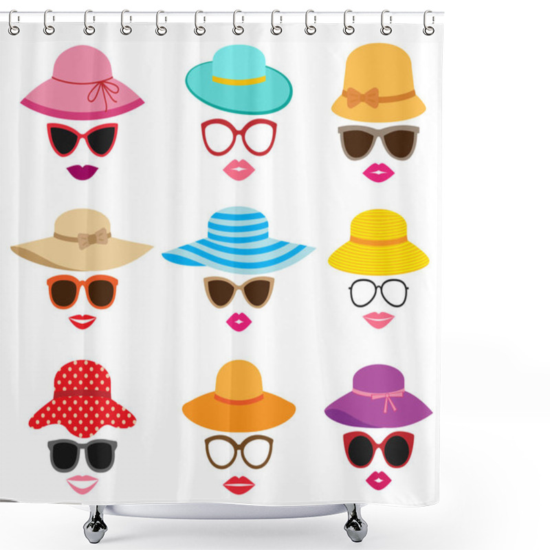 Personality  Collection Of Womens Summer Hats Shower Curtains