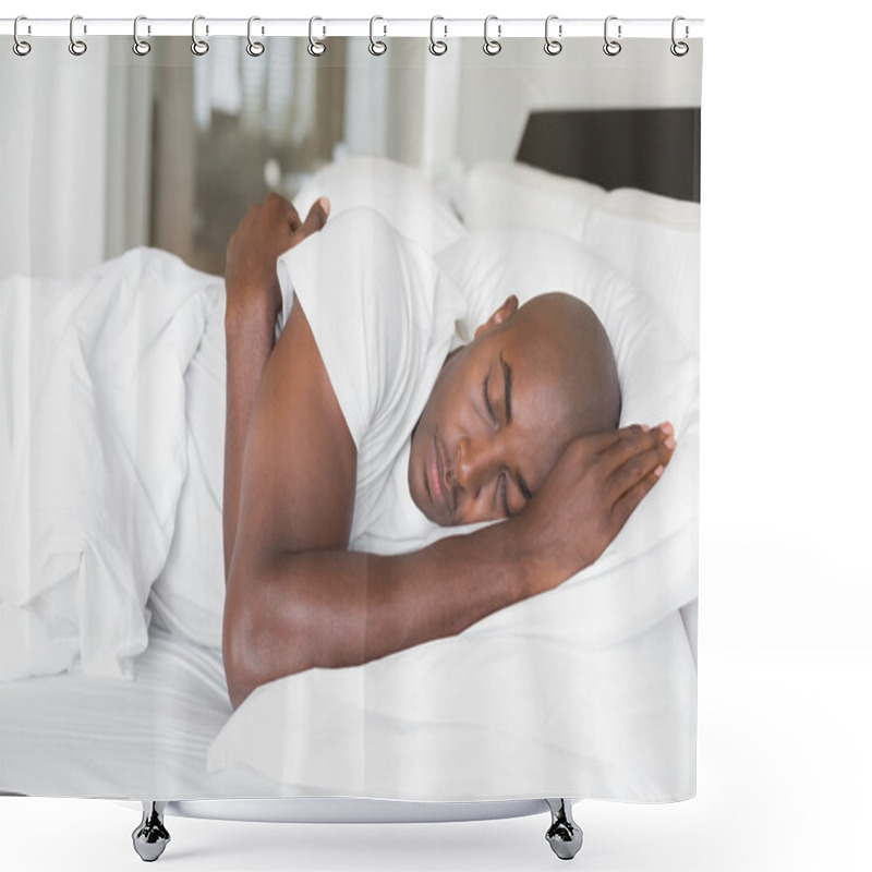 Personality  Peaceful Man Sleeping In Bed Shower Curtains