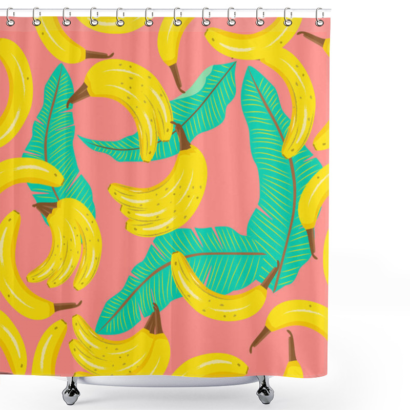 Personality  Vector Seamless Pattern With Bananas, Tropical Leaves On Living  Shower Curtains