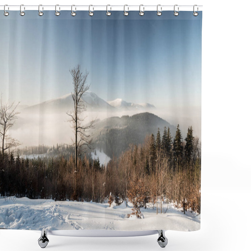 Personality  Winter Moravskoslezske Beskydy Mountains Scenery From Hiking Trail Above Butoranka Bellow Lysa Hora Hill In Czech Republic Shower Curtains