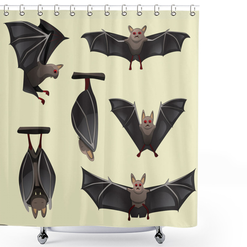 Personality  Set Of Spooky Halloween Bats Shower Curtains