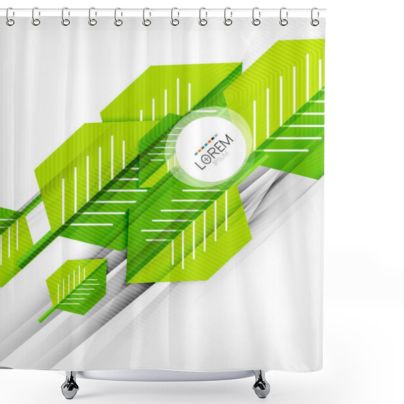 Personality  Green Stylized Geometrical Leaves Shower Curtains