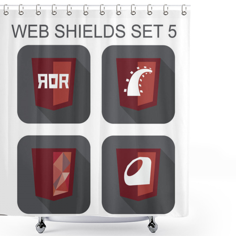 Personality  Vector Collection Of Ruby Web Development Shield Signs: Ruby On  Shower Curtains