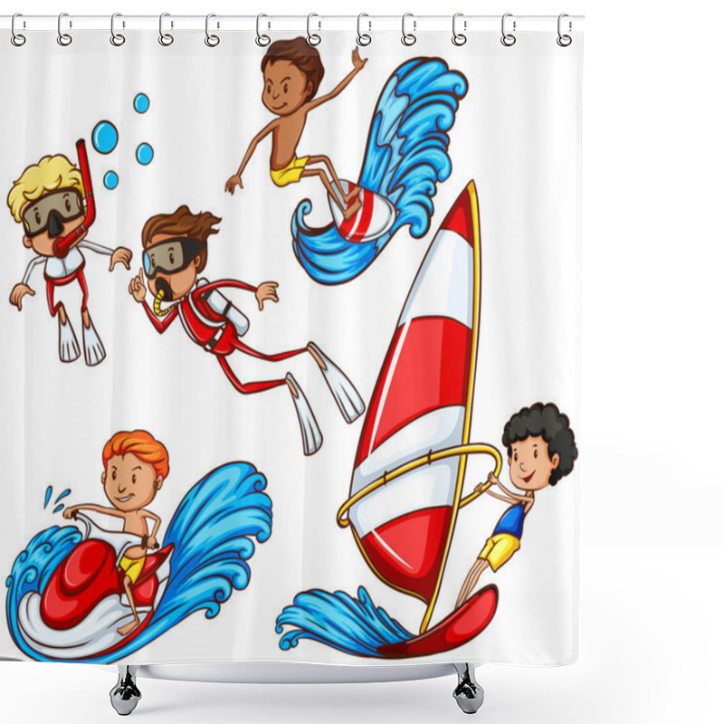 Personality  A Group Of People Doing Watersports Shower Curtains