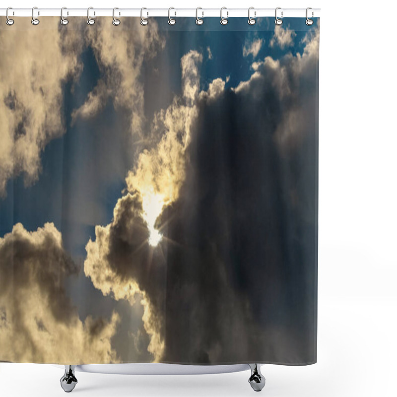 Personality  Sun Rays Shining Through The Cloudy Sky At Sunset Shower Curtains