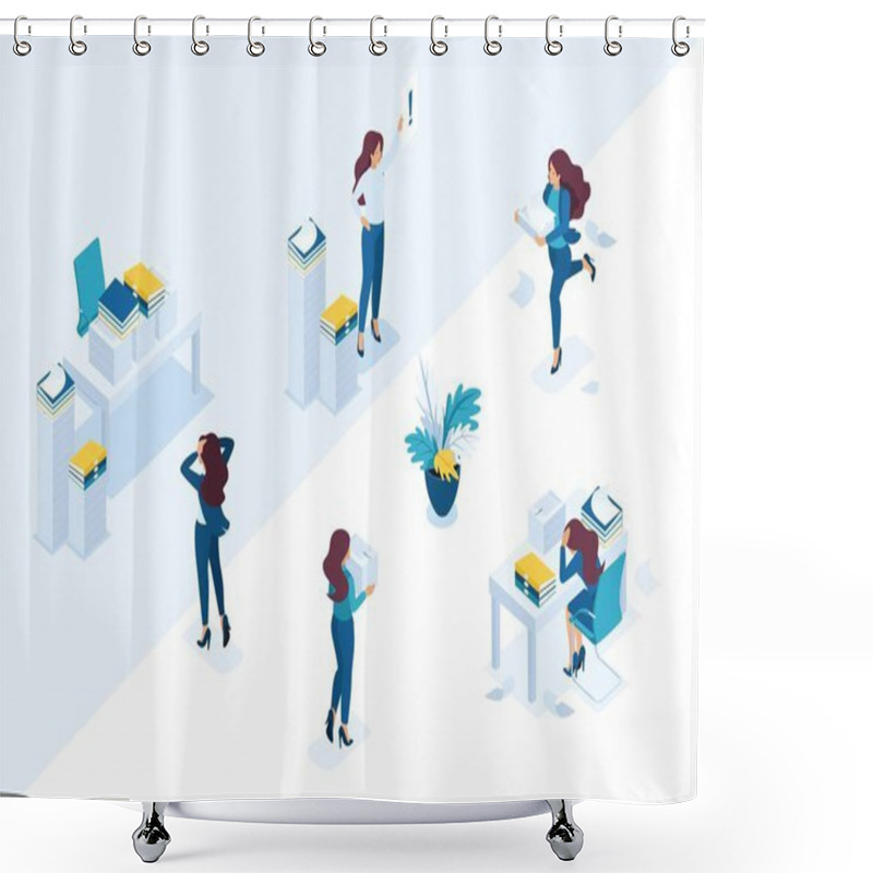 Personality  Isometric Head Of Company Swears At Subordinates Shower Curtains