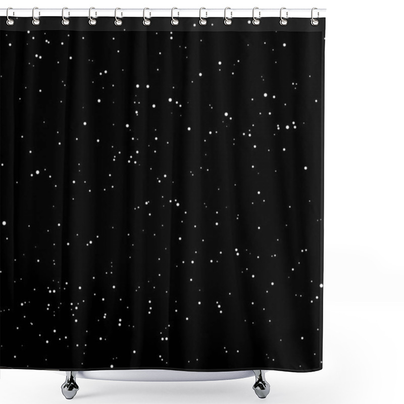 Personality  Snow Seamless Pattern, White Stars Dotes Isolated On Black Background. Shower Curtains