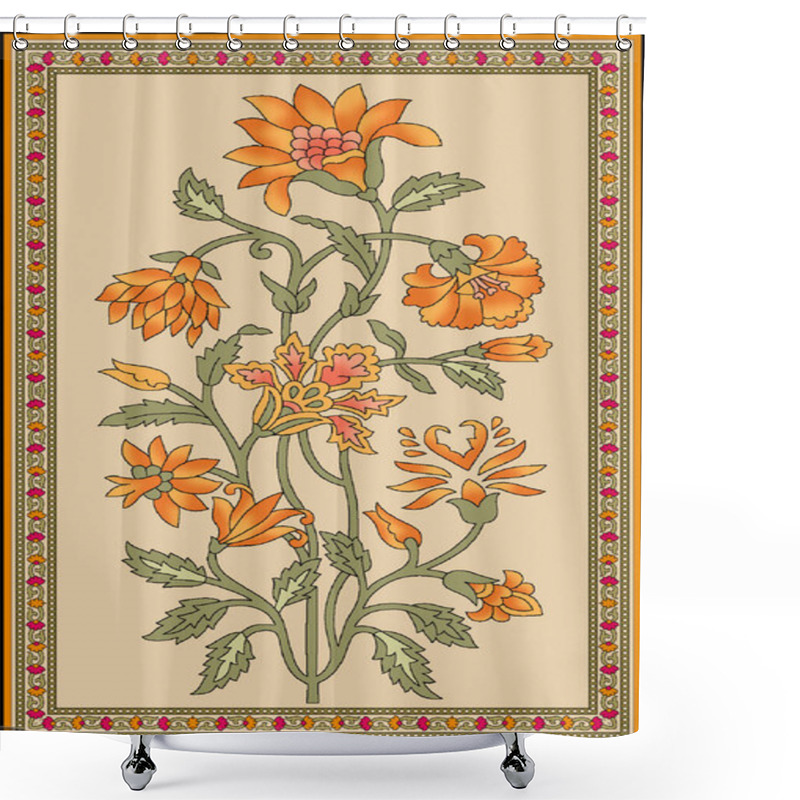 Personality  Seamless Indian Mughal Flower Motif Shower Curtains