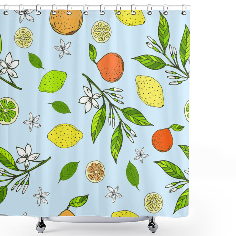 Personality  Seamless Pattern With Lemons, Oranges, Limes Shower Curtains