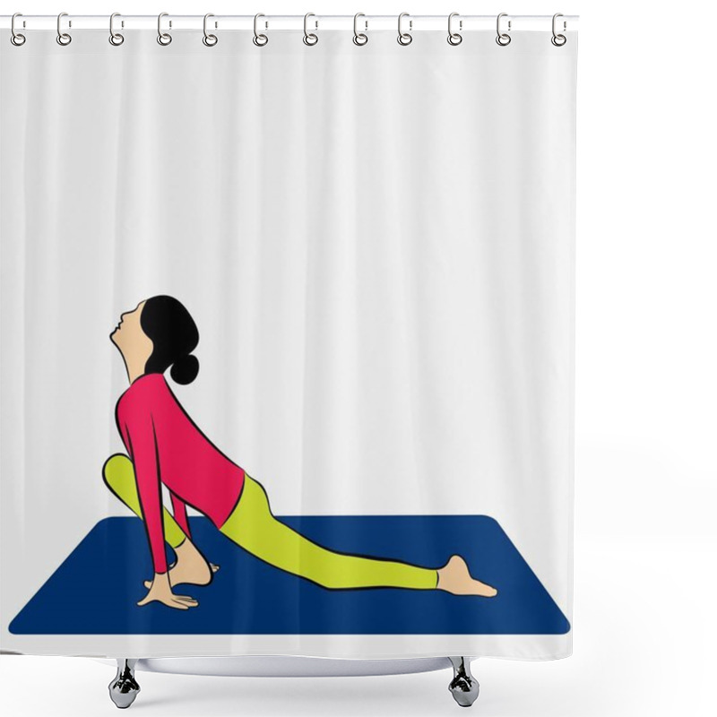 Personality  Illustration Of Woman Doing SURYA NAMASKAR For International Yoga Day Shower Curtains