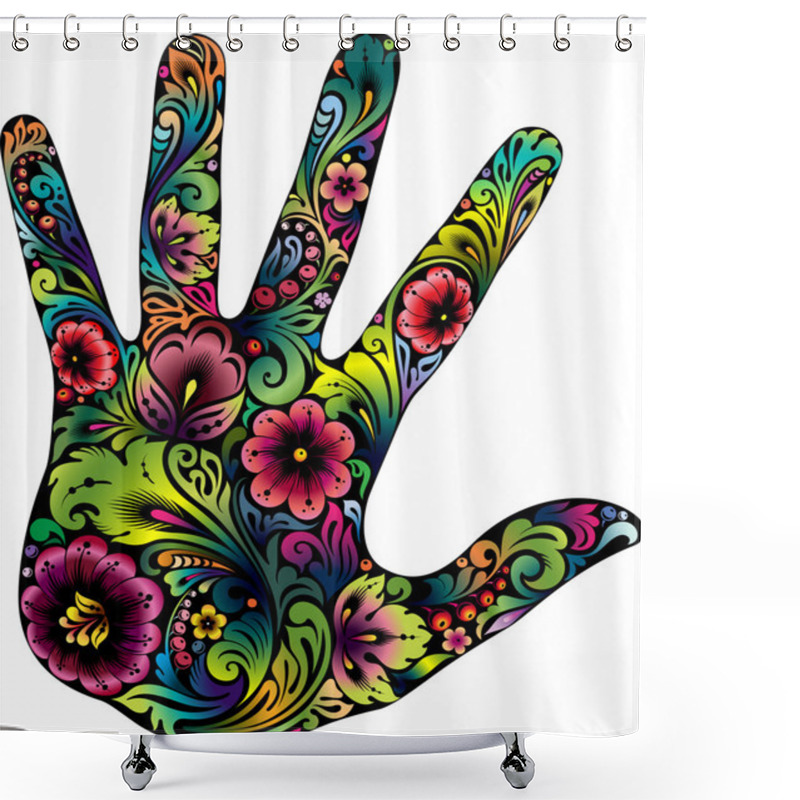 Personality  Hand In The Flowers II Shower Curtains