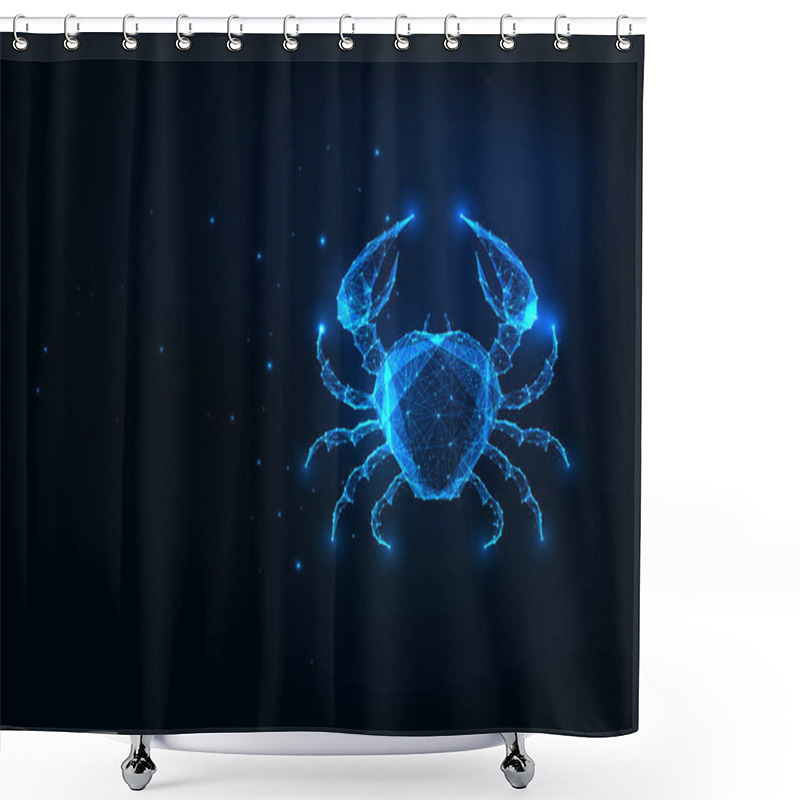 Personality  Futuristic Glowing Low Polygonal Crab Isolated On Dark Blue Background. Shower Curtains