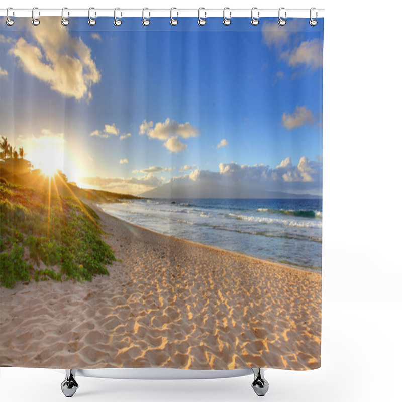 Personality  Tropical Beach Sunset At Oneloa Beach, Maui, Hawaii Shower Curtains