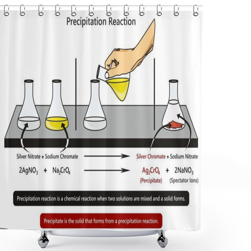 Personality  Precipitation Reaction Infographic Diagram With Example Of Mixing Silver Nitrate With Sodium Chromate Forming Silver Chromate And Sodium Nitrate Experiment For Chemistry Science Education Shower Curtains