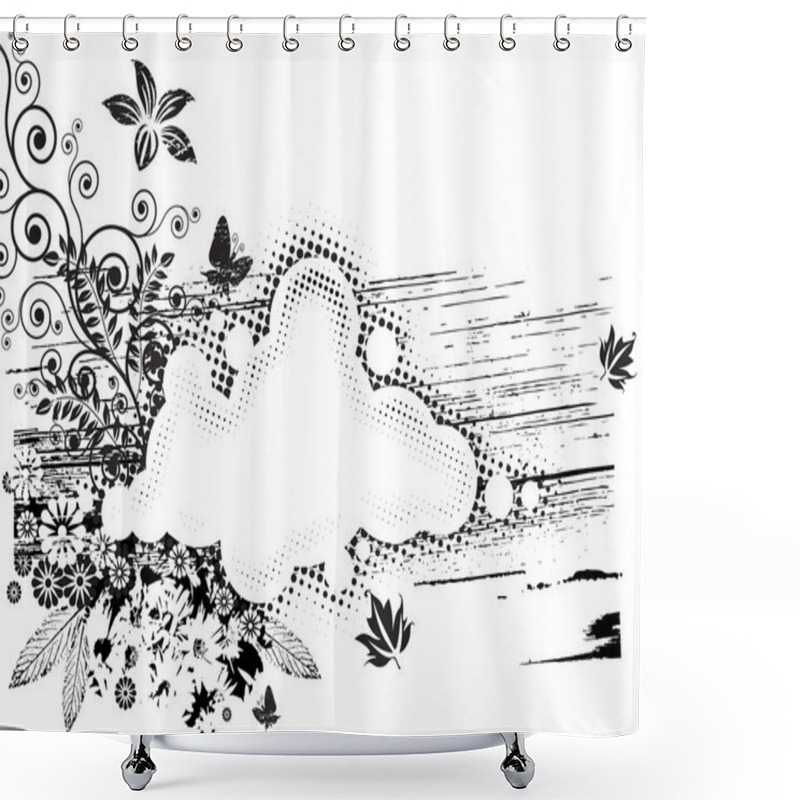 Personality  Grunge Flora Composition Shower Curtains