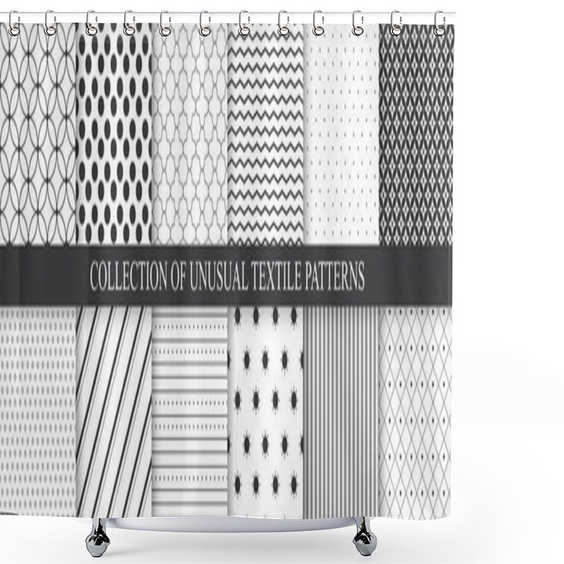 Personality  Collection Of Simple Seamless Monochrome Geometric Patterns. Black And White Minimalistic Backgrounds. Trendy Fabric Prints. Shower Curtains