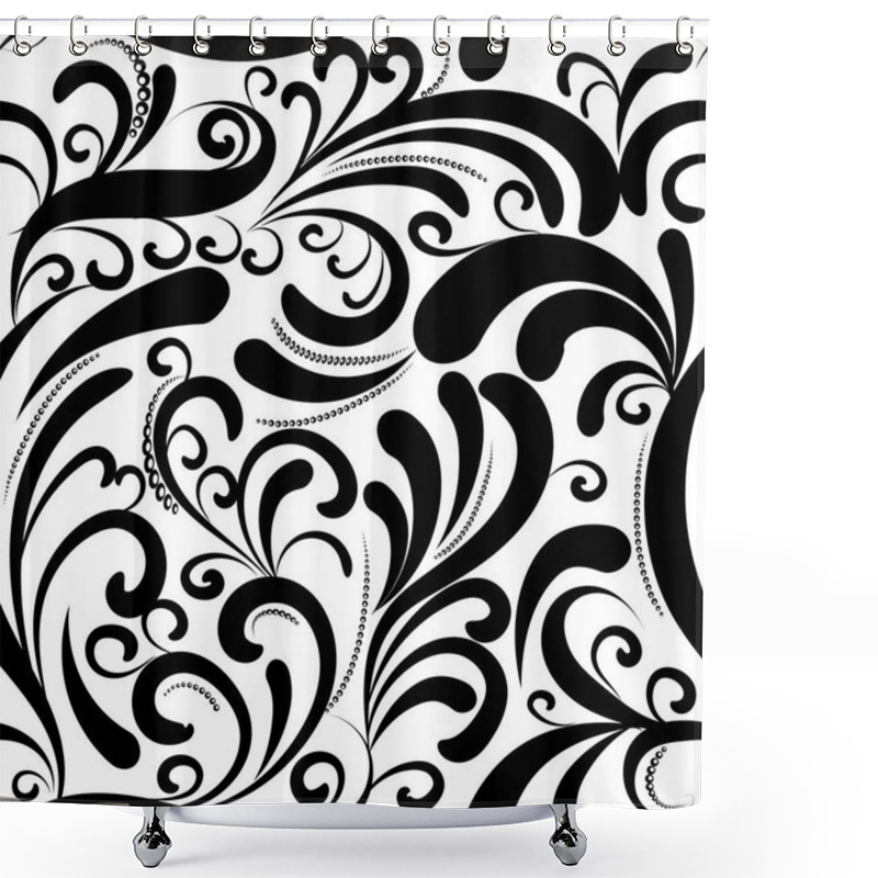 Personality  Paisley Seamless Pattern. Black White Floral Background  Shower Curtains