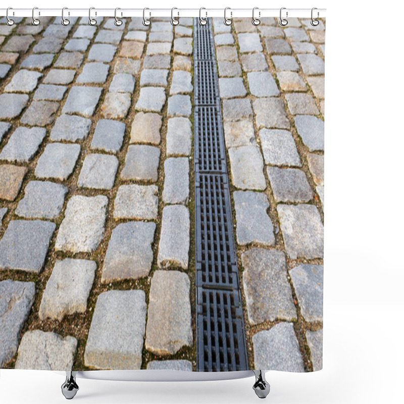 Personality  Road From The Old Pavers And Drainage System Shower Curtains