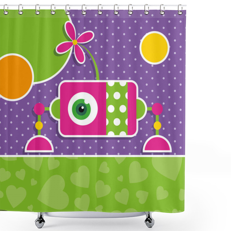 Personality  Cute Robot Greeting Card Shower Curtains