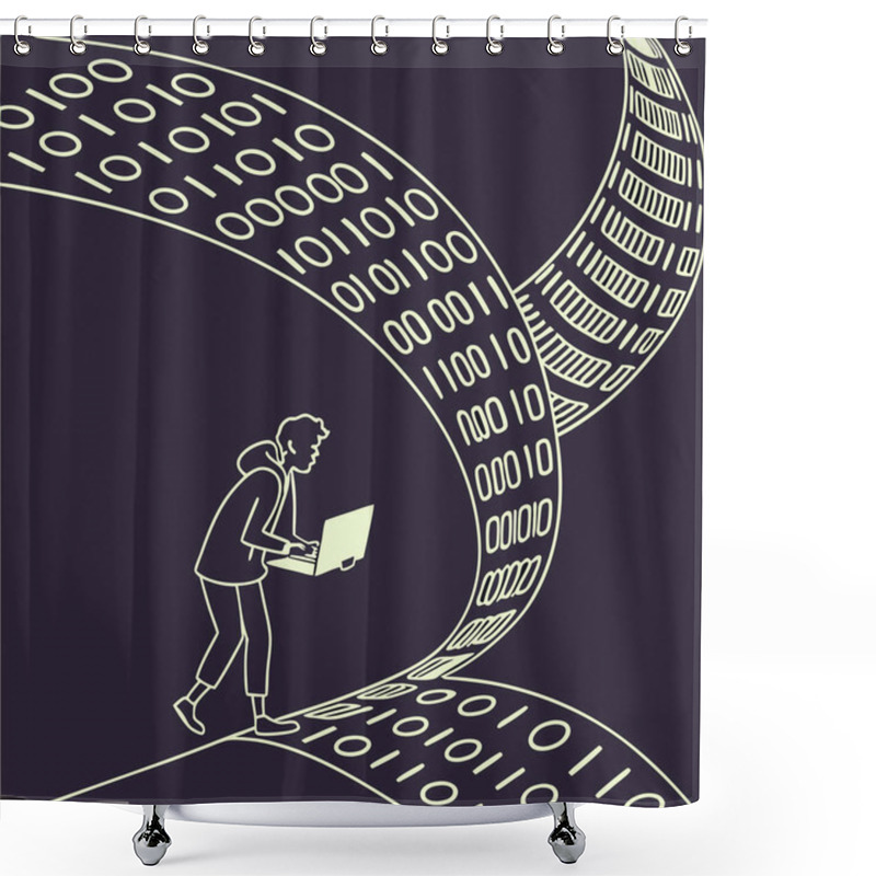 Personality  A Mesmerizing Display Of Binary Code Streams Forming Abstract Patterns, Symbolizing Data Flow, Digital Connectivity, And The Essence Of Modern Computing. Perfect For Tech-themed Projects And Futuristic Designs. Shower Curtains