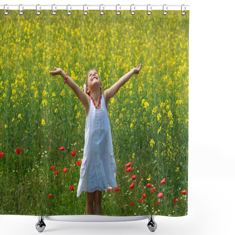 Personality  Girl Surrounded By Rapeseed Flowers Shower Curtains