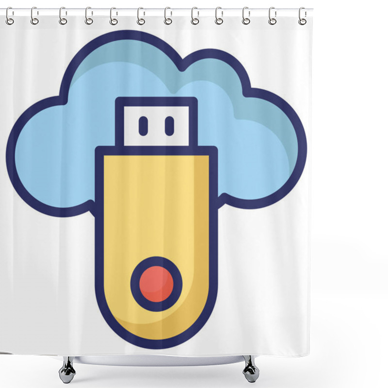 Personality  Cloud Usb Isolated Vector Icon That Can Easily Modify Or Edit. Shower Curtains