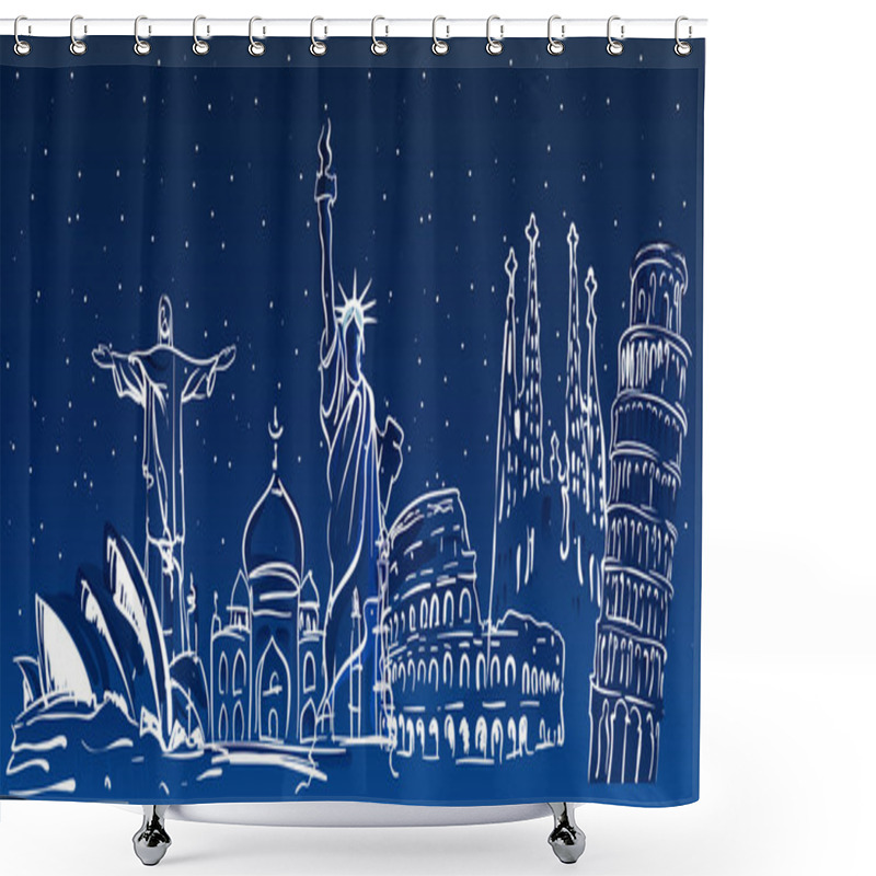 Personality  World Famous Landmarks Shower Curtains