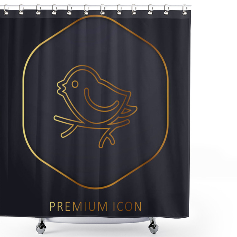 Personality  Bird On Branch Golden Line Premium Logo Or Icon Shower Curtains