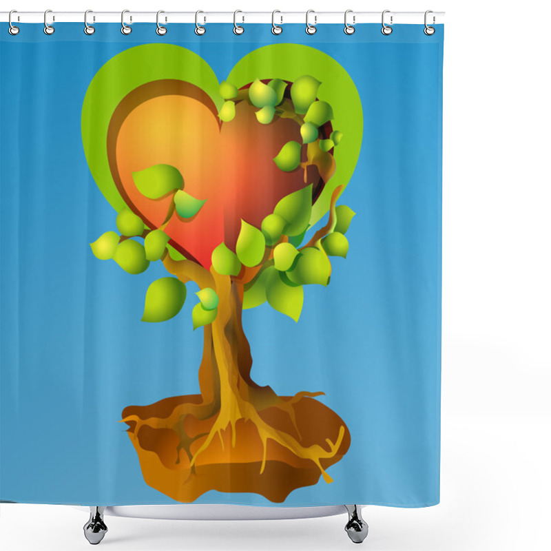 Personality  Vector Illustration Of Heart Tree. Shower Curtains