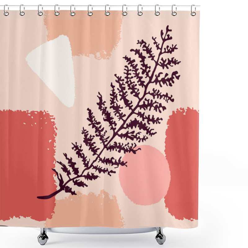 Personality  Seamless Pattern With Abstract Shapes And Illustration Of Plant Shower Curtains