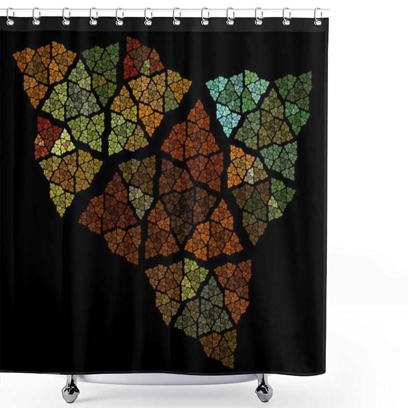 Personality  Huge Abstract Fractal Mosaic Isolated On Black Background Shower Curtains