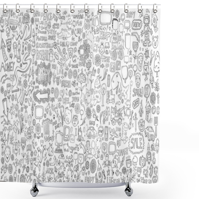 Personality  Mega Doodle Design Elements Vector Set Shower Curtains