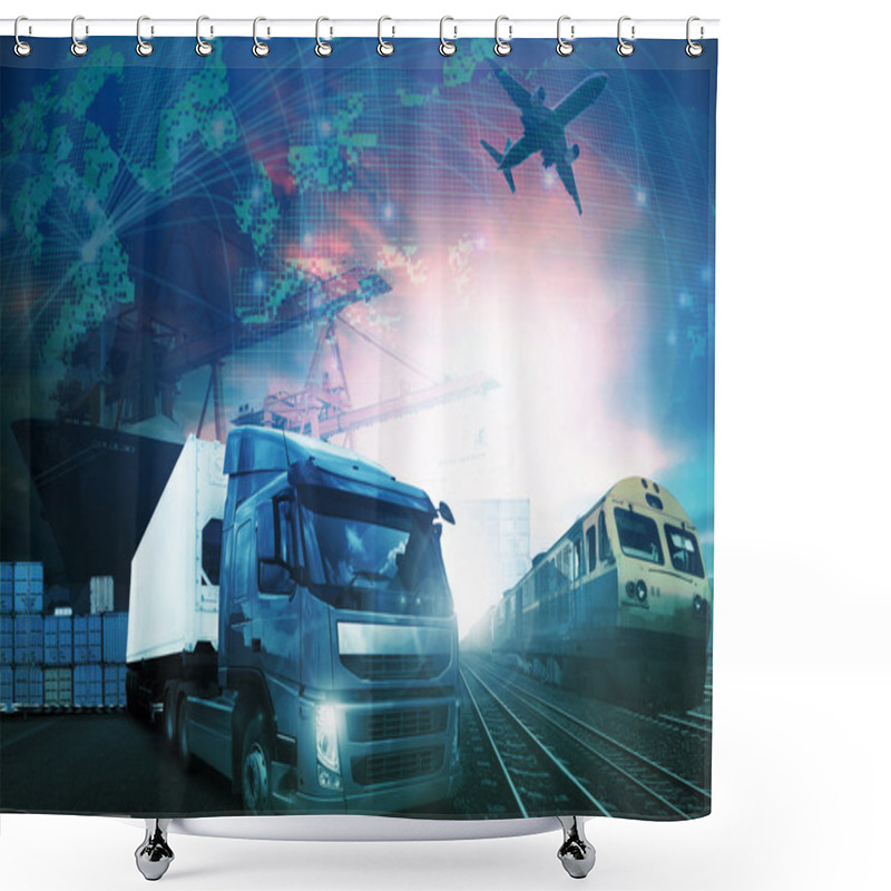 Personality  World Trading With Industries Truck,trains,ship And Air Cargo Fr Shower Curtains