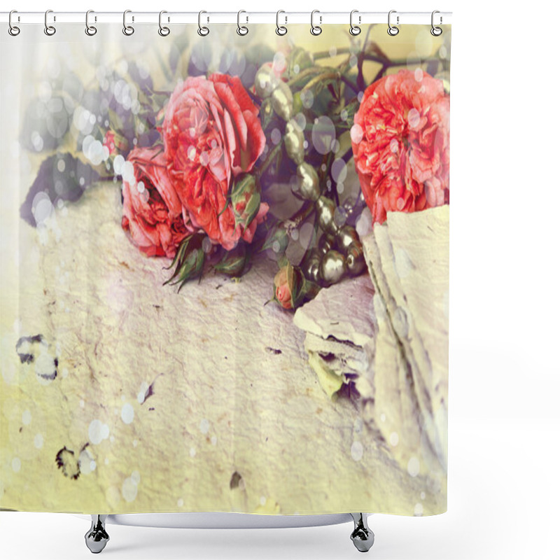 Personality  Pink Roses And Handmade Paper Shower Curtains