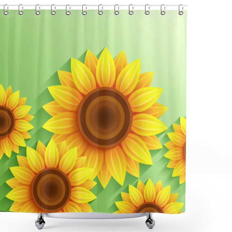 Personality  Nature Modern Background With 3d Sunflower Shower Curtains